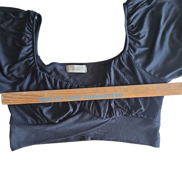 Altar’d State Black Crop Top Sz L NWT Off Shoulder Puff Sleeve Cottagecore Boho - Picture 11 of 16